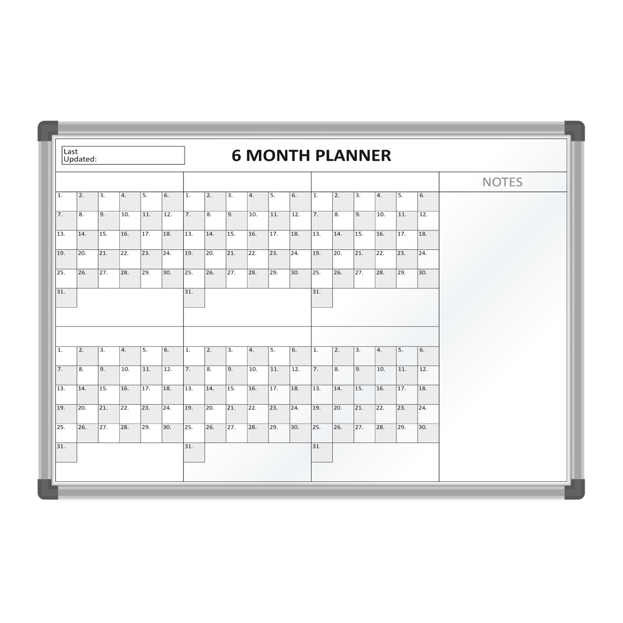 6 Month Planner Printed Whiteboards